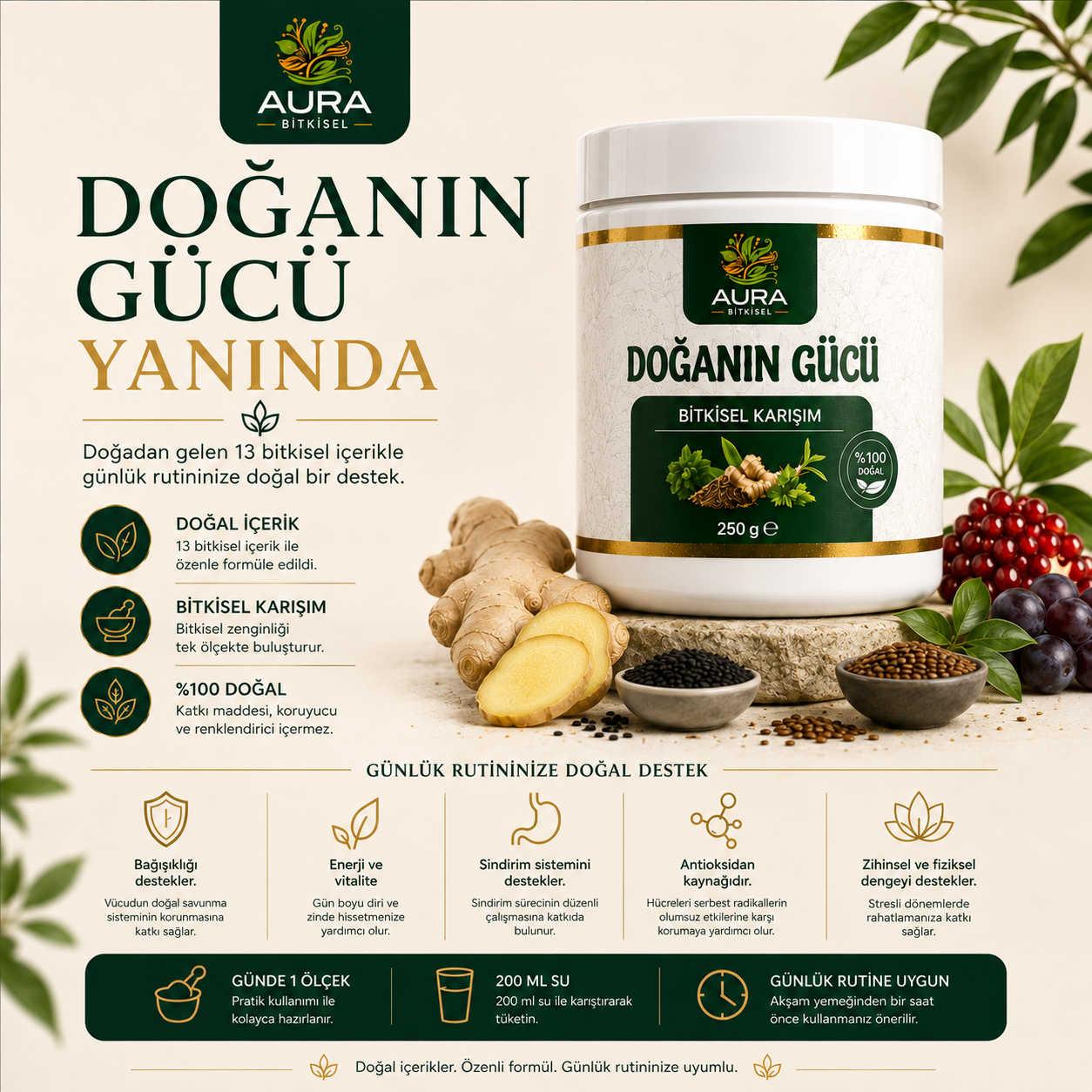 Auras Doğanın Gücü Bitkisel Karışım – 250 g
