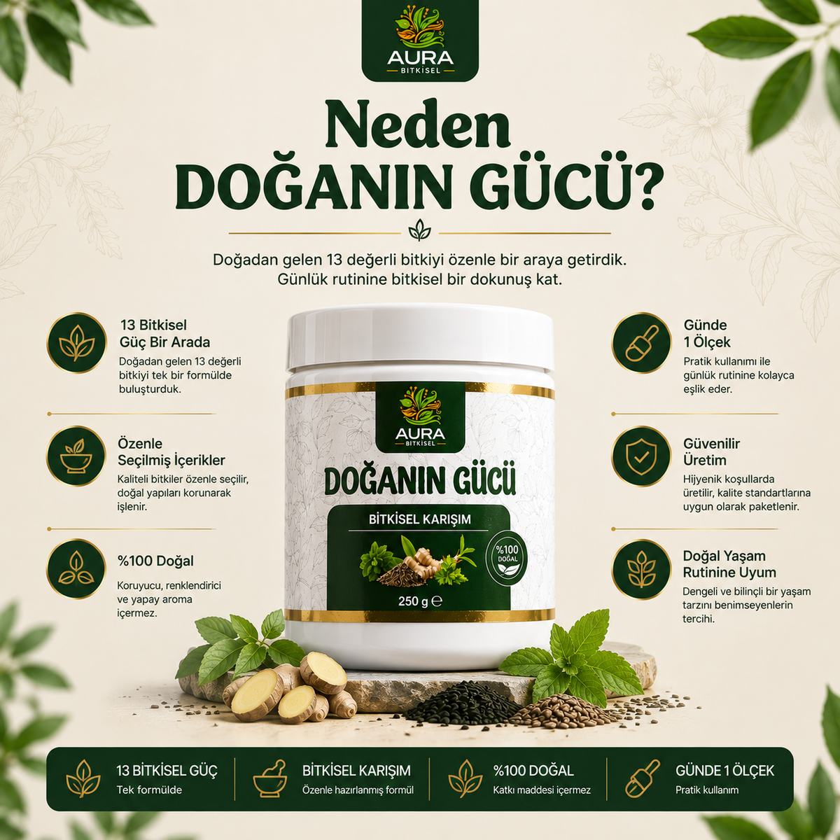 Auras Doğanın Gücü Bitkisel Karışım – 250 g