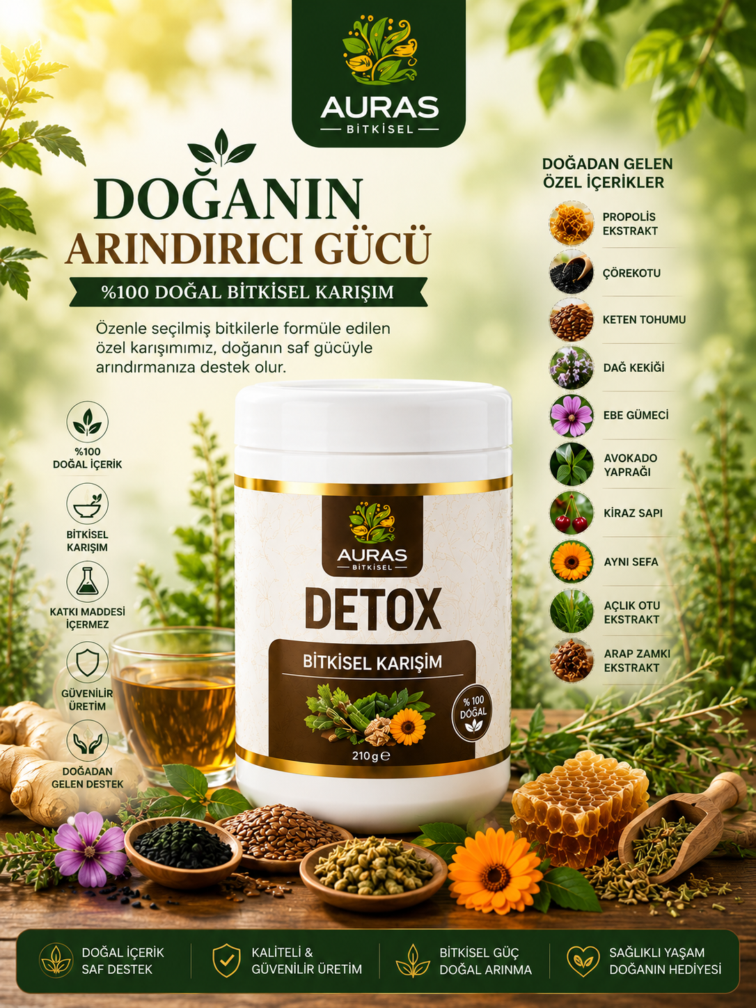 Detox Bitkisel Karışım 210 G – Auras Bitkisel Doğal Karışım