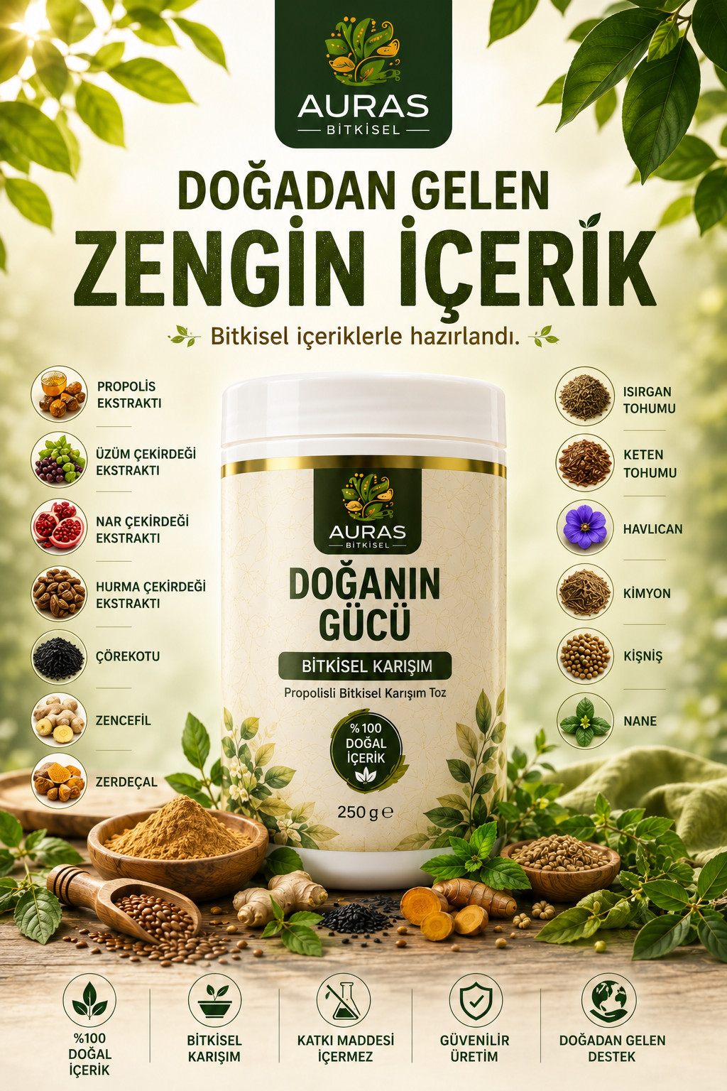 Bitkisel Karışım 250 G Doğanın Gücü %100 Doğal Karışım